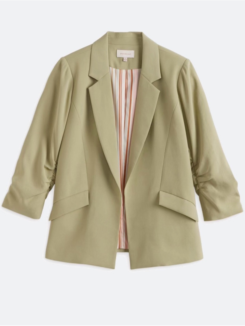 Skies are Blue Light Olive Women's Recycled Boyfriend Open Blazer XL